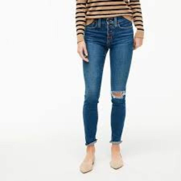 J. Crew Women's Jeans Blue 9" Mid Rise Skinny Button Fly Size 27 - Picture 1 of 14